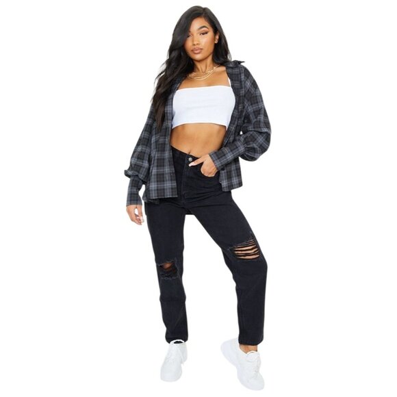 2/$30 NWT PrettyLittleThing Size 0 High-Waisted Black Denim Jeans - Picture 4 of 16